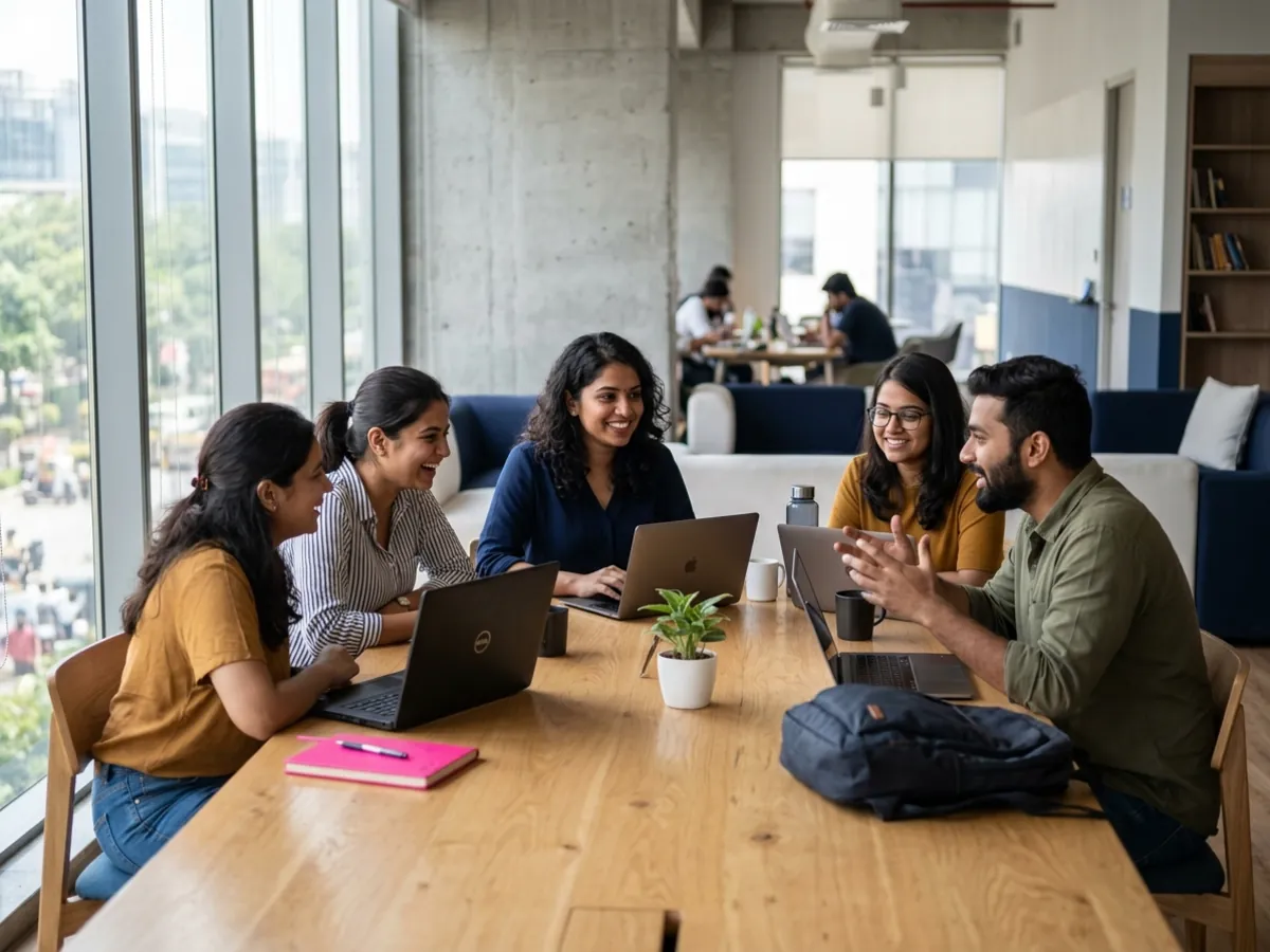 A young startup team in a coworking space