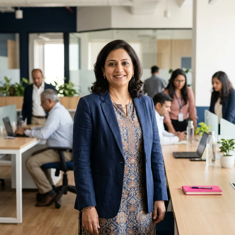 Portrait of a Head of HR with a warm smile